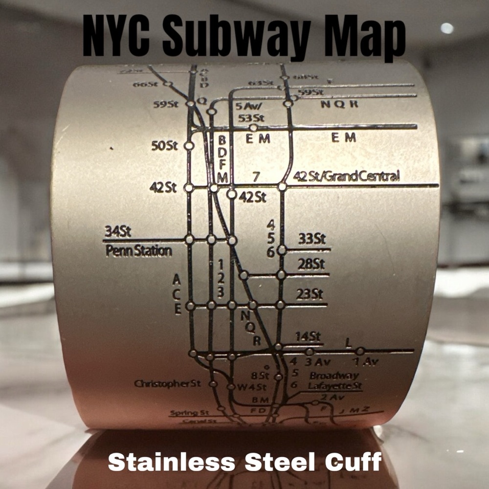NYC Subway Map Silver Cuff